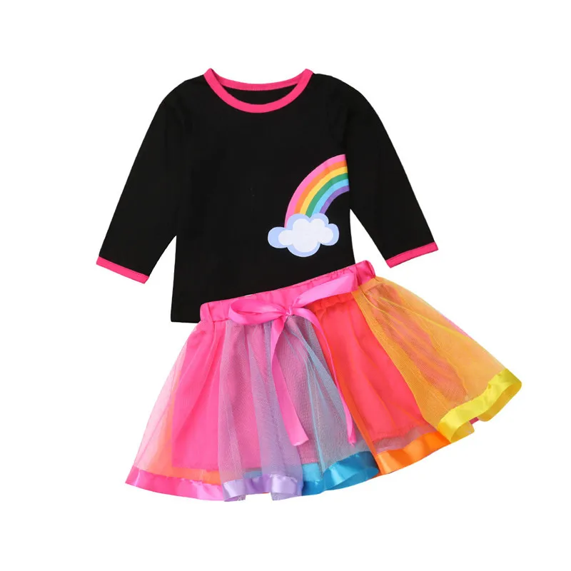2Pcs Toddler Baby Girl Rainbow Clothes Sisters Matching Outfits T shirt