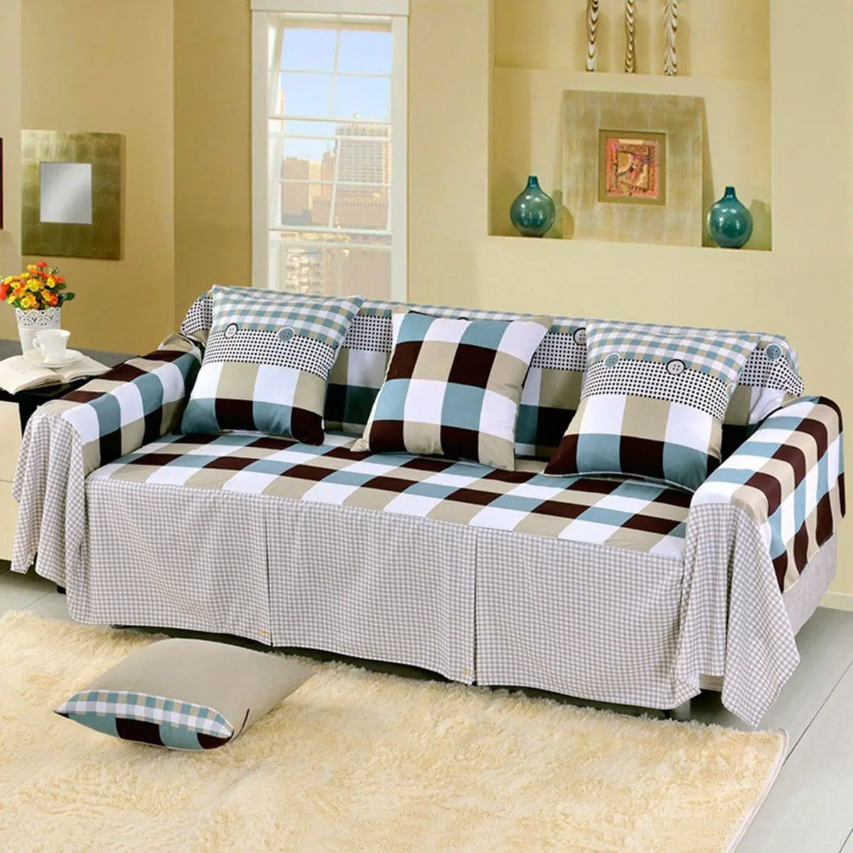 

1/2/3/4 Seater Sofa Cover Breathable Anti Slip Sofa Protector Towel Polyester For Living Room Home Decorative Furniture Chair