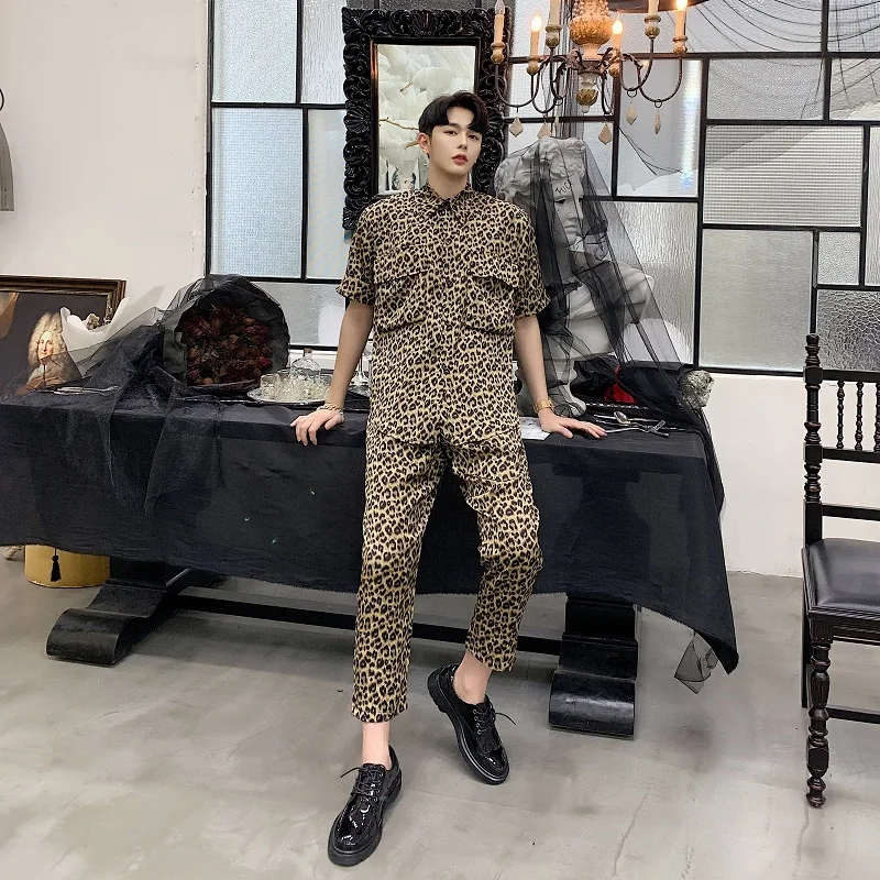 Men's Trousers  Summer New Loose Niche Personality Satin Fashion Nine Pants Straight Leg Pants Personality Casual Men's Clothing