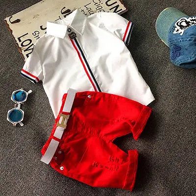 

Kids Baby Boy Clothes Fashion Shirt Soft Cotton T-shirt Tops+Shorts Pants 2pcs Outfits Set 1-6Y