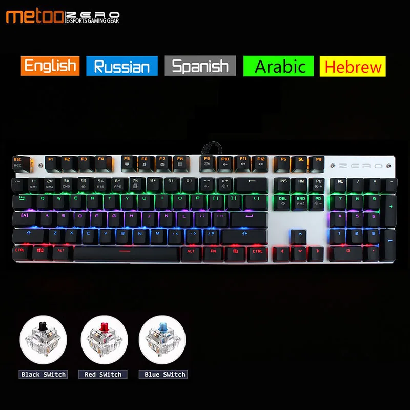 Продажа Механическая клавиатура Metoo Edition, 87 клавиш, 104 клавиш, синий переключатель, красный переключатель, игровые клавиатуры для планшетов, настольн...