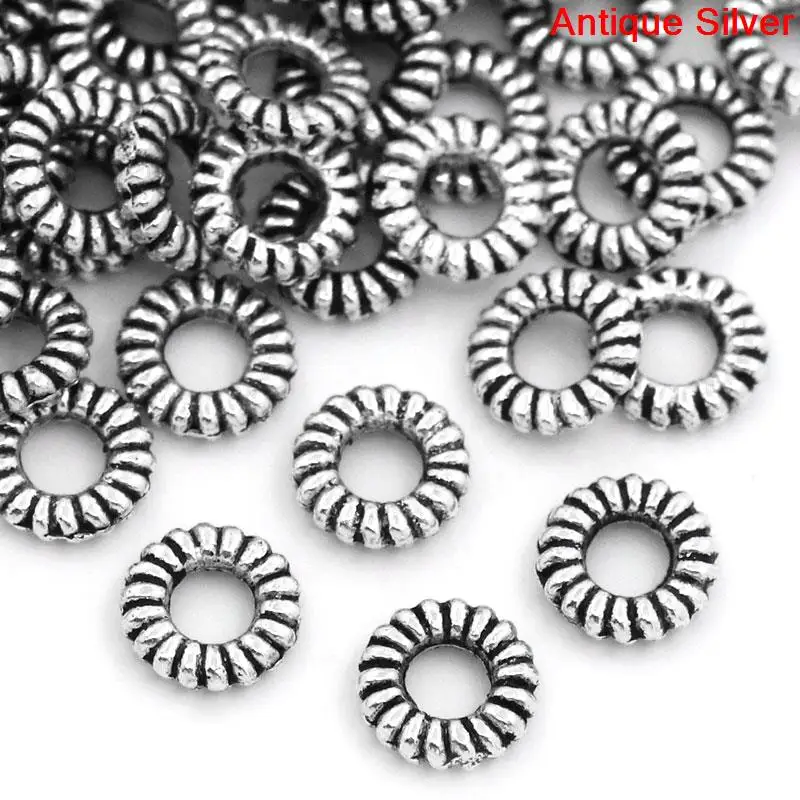 Doreen Box прекрасные закрытые прыгающие кольца соединители/подвески ювелирные изделия антикварные серебряные полосы резные 5 мм диаметр, 500 шт(B25851