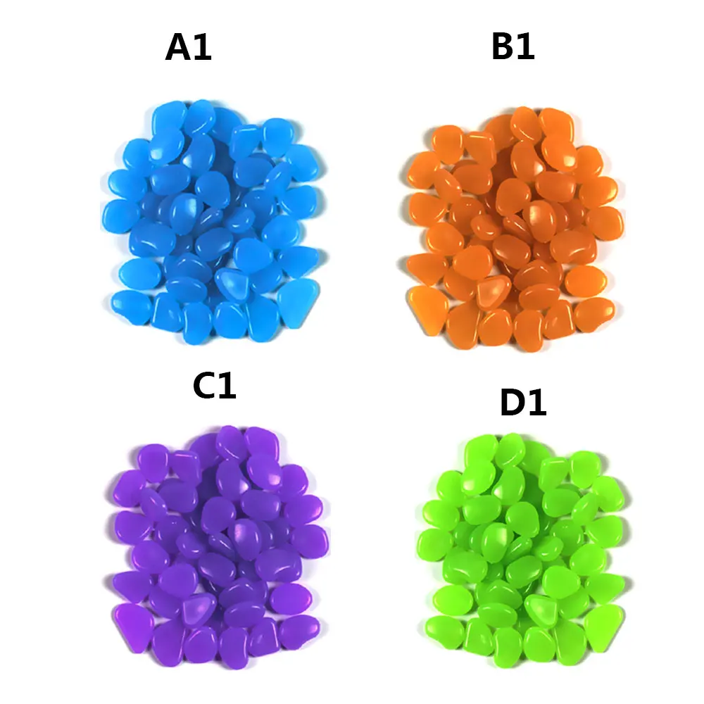 50 шт./компл. 4 цвета искусственная светящаяся галечный камень дорожки аквариума украшения