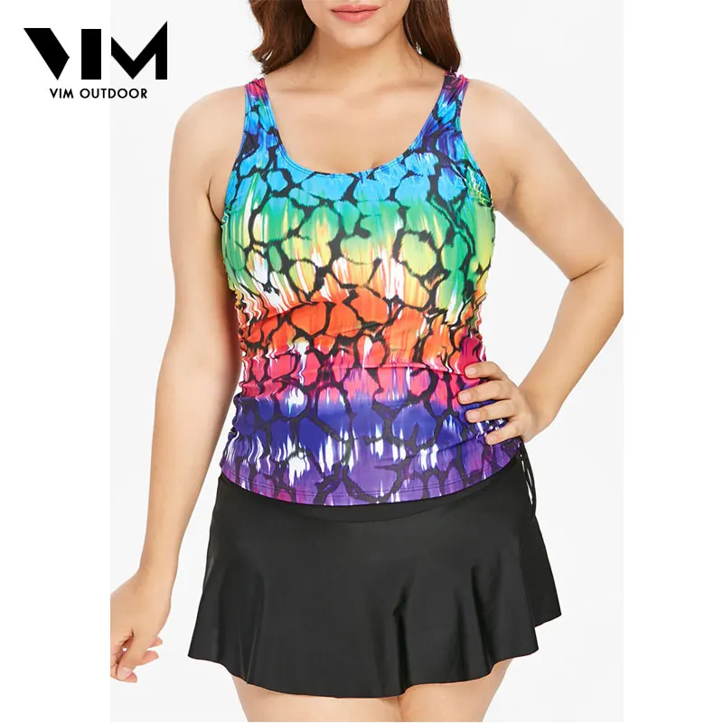 

VIM Outdoor Women Large Size Swimsuit Sexy Multicolor Padded Wireless Plus Size Print One Piece Bathing Suit Beach Bodysuit D40