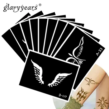 

10 Pieces/Set Henna Tattoo Stencil Chopper Pattern Paste Drawing Lady Body Art Tattoo Stencil Sexy Product Waterproof 2019 HN#48