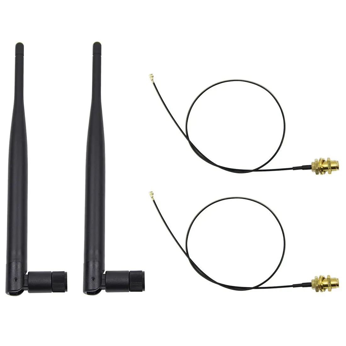 2 x 6dBi 2,4 ГГц 5 ГГц Двухдиапазонная WiFi RP-SMA антенна+ 2x35 см U. fl/кабель IPEX