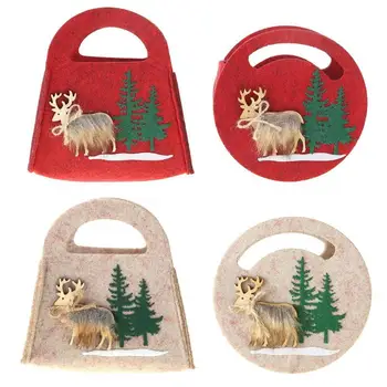 

Cute Christmas Kids Candy Bags Cute Felt Elk Christmas Gift Bags Candy Bags Portable Christmas Handbag for Party Home Decoration