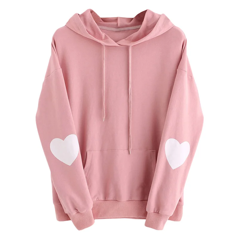 Fashion Women Hoodie Sweatshirts Heart Pattern Long Sleeve