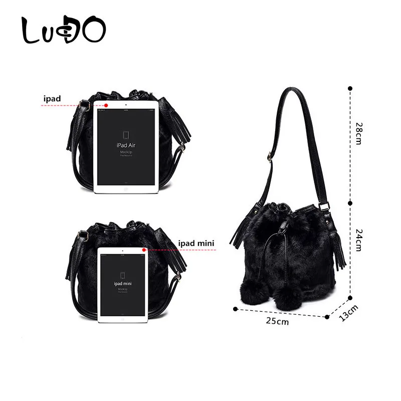  LUCDO Autumn Winter Fashion Women Shoulder Bag Ladies Crossbody Bag Leopard Plush Fur Hairy Female  - 32963166282
