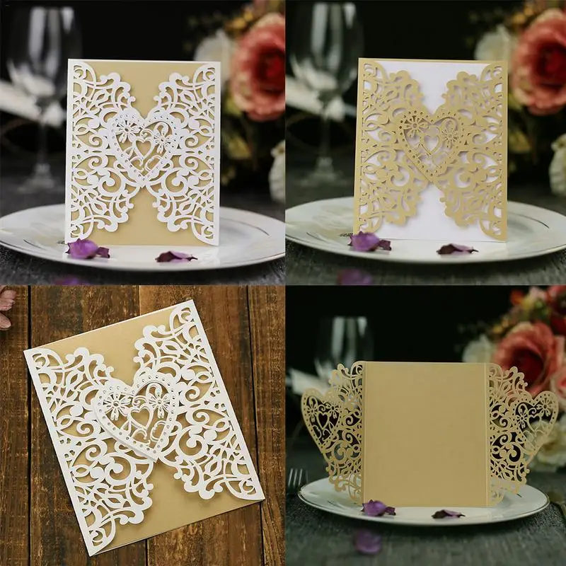  10PCS Hollow-out European Style Wedding Invitations Innovative Invitation Card Birthday Card - 32974444424
