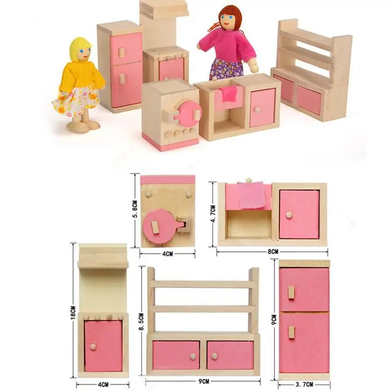 Kids Girls Pretend Pink Wood Dollhouse Kitchen Toy Miniature Chair Table Furniture Accessories For Dolls Toys Children Gift Kids Girls Pretend Pink Wood Dollhouse Kitchen Toy Miniature Chair Table Furniture Accessories For Dolls Toys Children Gift