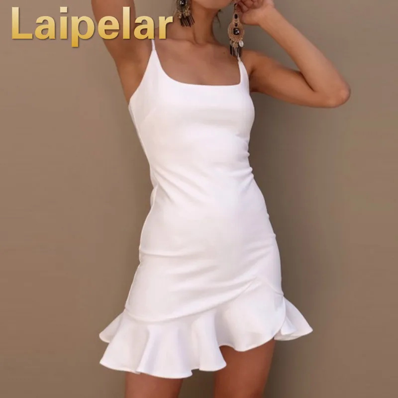Laipelar Women Sexy Ruffles Summer Dress 2019 Vestidos Camisole Off Shoulder Robe Female Bandage Tunic Mini Party Dress