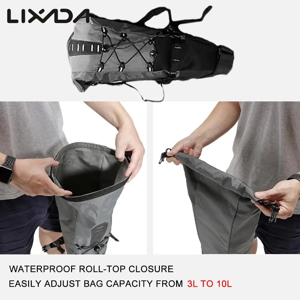 Top Lixada 3L - 10L Cycling Foldable Saddle Bag Waterproof Bike Bag Tail Bag MTB Bike Bicycle Seat Pannier Bag Bicycle Accessories 2