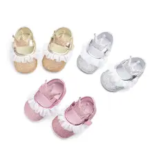Multitrust Btand детская обувь для девочек с мягкой подошвой, Детские кроссовки с блестками на плоской подошве, обувь для малышей с кружевом золотого, Серебряного и розового цветов