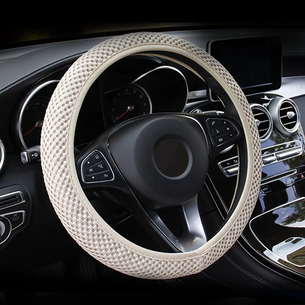 

Braid On The Steering Wheel Breathable Elastic Car Steering Wheel Cover Suit Diameter 37-39cm Accessories for Car