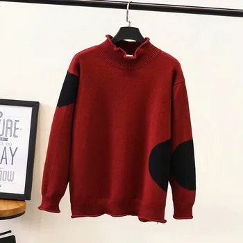 

Turtleneck Sweaters Women Winter 2018 Jumpers Knitted Clothes Fashion Striped Oversized Pullover Female Sale XL-XXXL