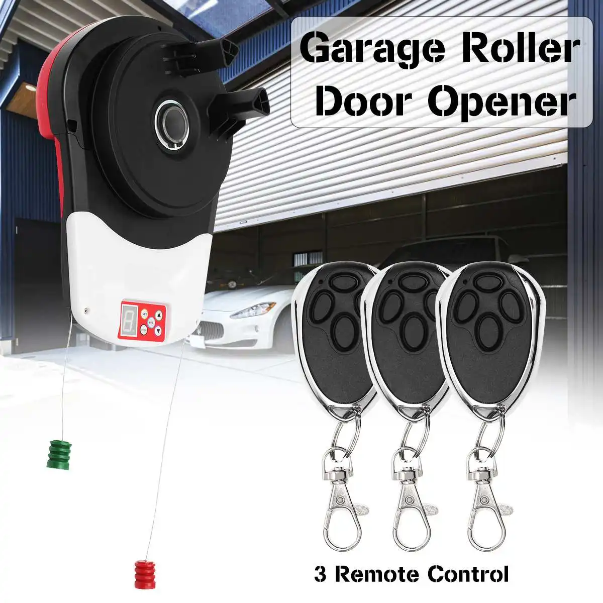 

110V 600N Garage Roller Door Opener Auto Opener Motor with 3 Remote Controls For 16.5 Square Area