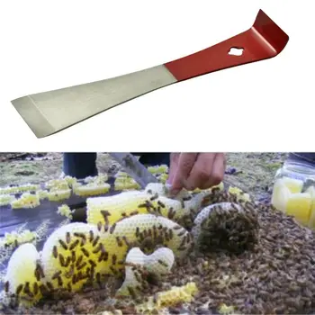 

Honey Knife bees Stainless Steel Half Red Flat-mouth Pig Tail Knife Bending Multi-Purpose Scraper