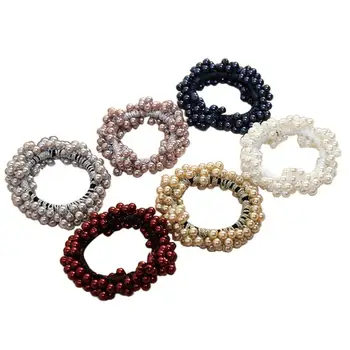 

6 Pcs Hairwear Pearl Beautiful Handmade Elastic Headdress Ring Band Headwear Hair Tie for Girls Ladies Women