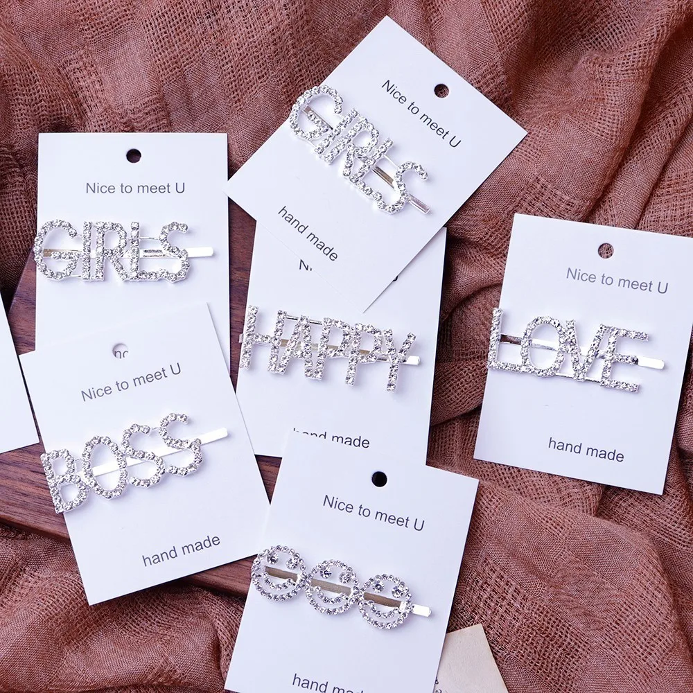 

Love Crystal Letter Hair Grips For Women 2019 Fashion Headwear for Women Girls Hair Clips Pins Barrette Tools Hair Accessories
