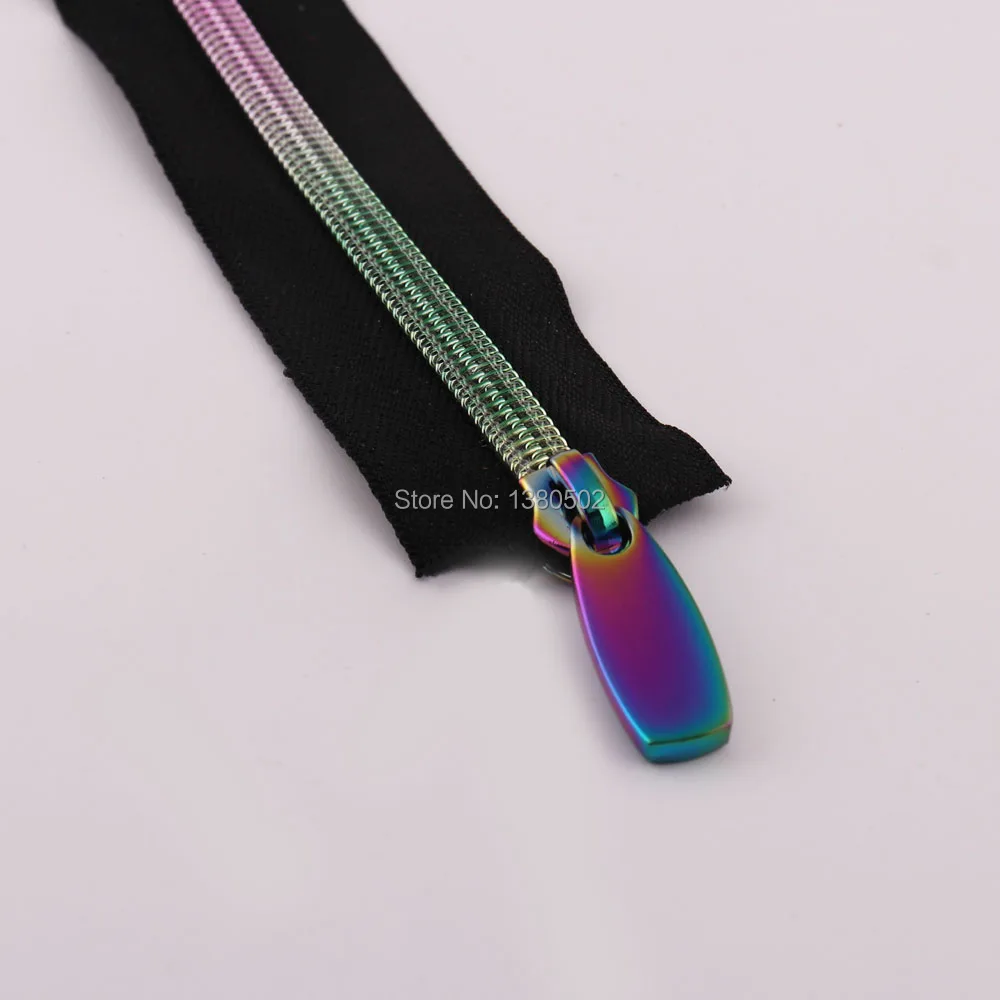 

5Yards rainbow Color Nylon Teeth Zippers with Zipper puller Slider Sewing accessories for Garment Bag