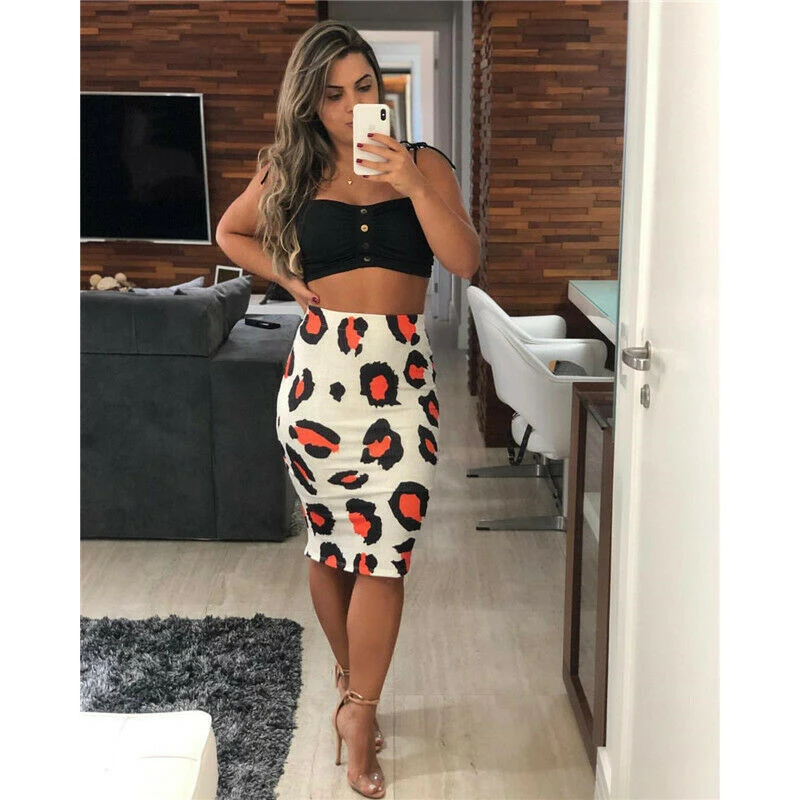 Лето 2019 г. Новый для женщин пикантные печатных Bodycon Клубная юбка коктейльное вечернее Карандаш короткое платье