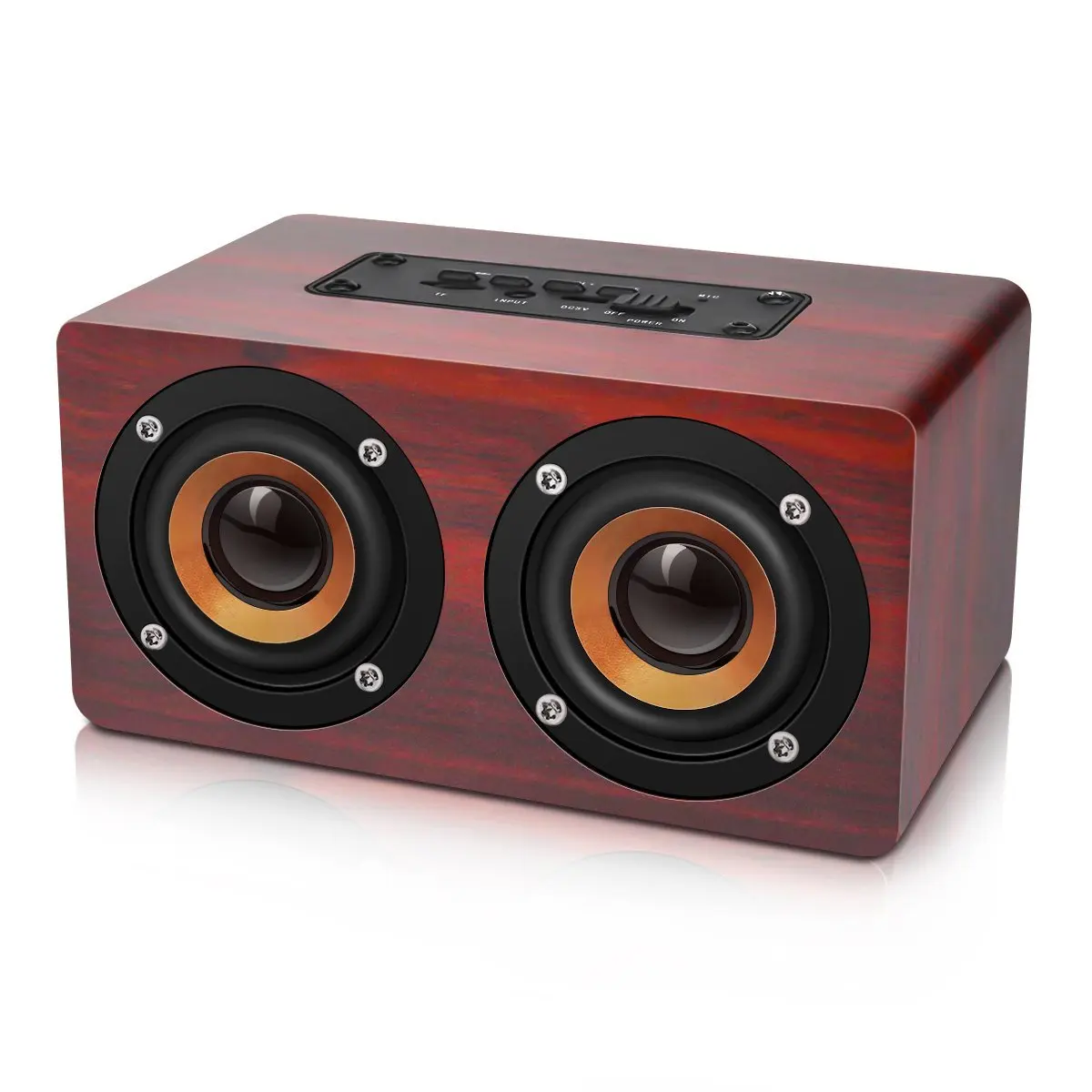 Retro Wooden Bluetooth Speaker HIFI Wireless Dual Loudspeakers 3D