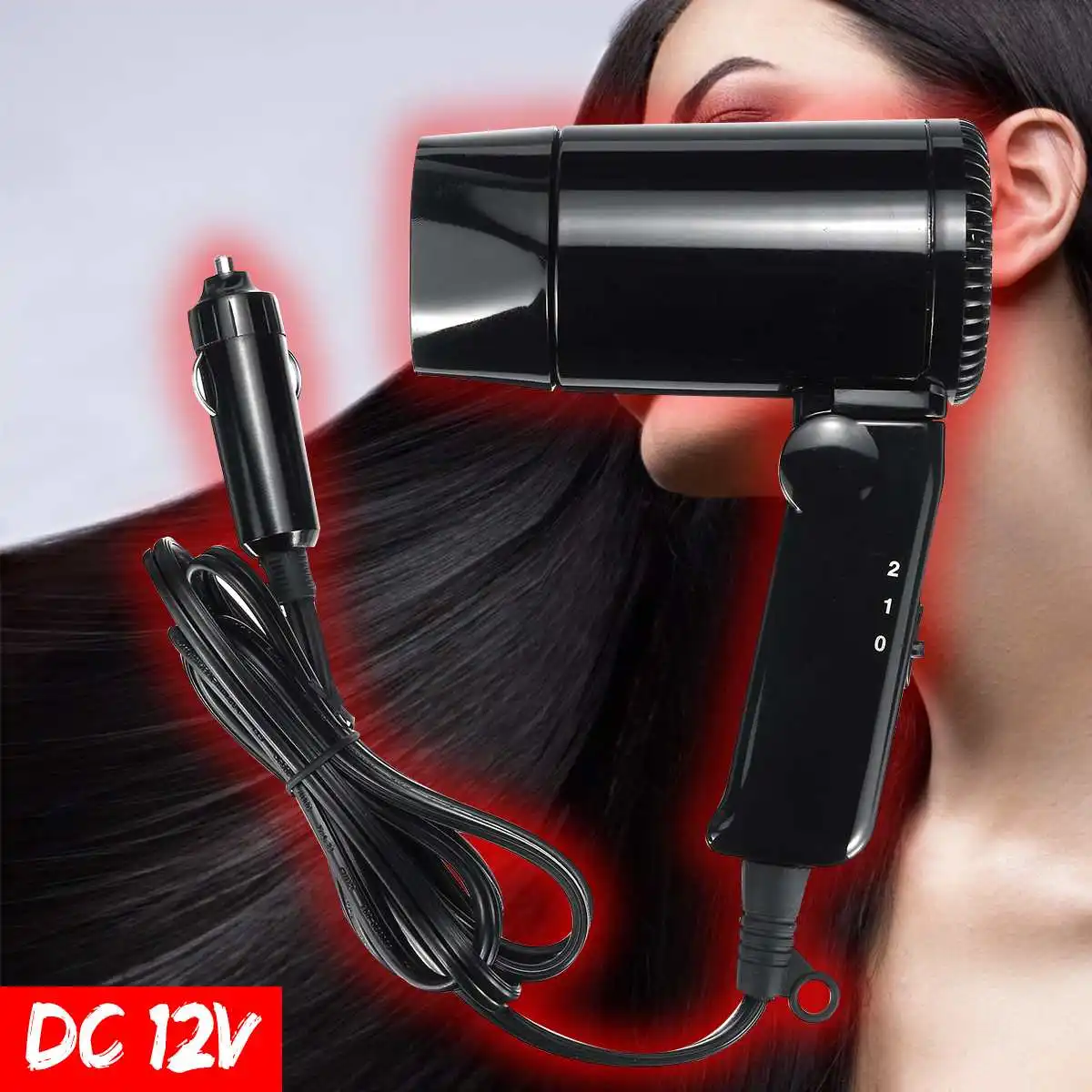 

800W DC 12V Car Folding Hair Dryer Portable Electric Hair Dryer Hairdressing Tool Vehicle Mini Blower Outdoor Travel Camping