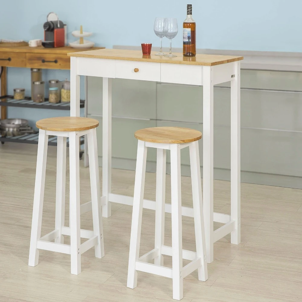 Sobuy Fwt50 Wn 3 Pieces Bar Set 1 Bar Table And 2 Stools Kitchen Breakfast Bar Set Dining Set Dining Room Sets Aliexpress