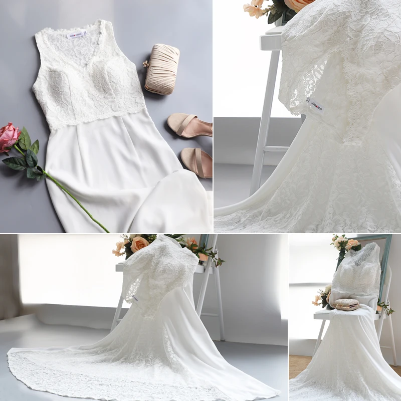 Vestido De Novia Ever красивое белое кружевное платье с коротким шлейфом сексуальные
