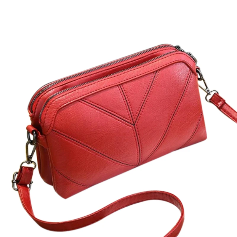 

ABDB-Women Leather Handbag Luxury Messenger Bag Soft Pu Leather Fashion Ladies Crossbody Bags Female Bolsas(Red)