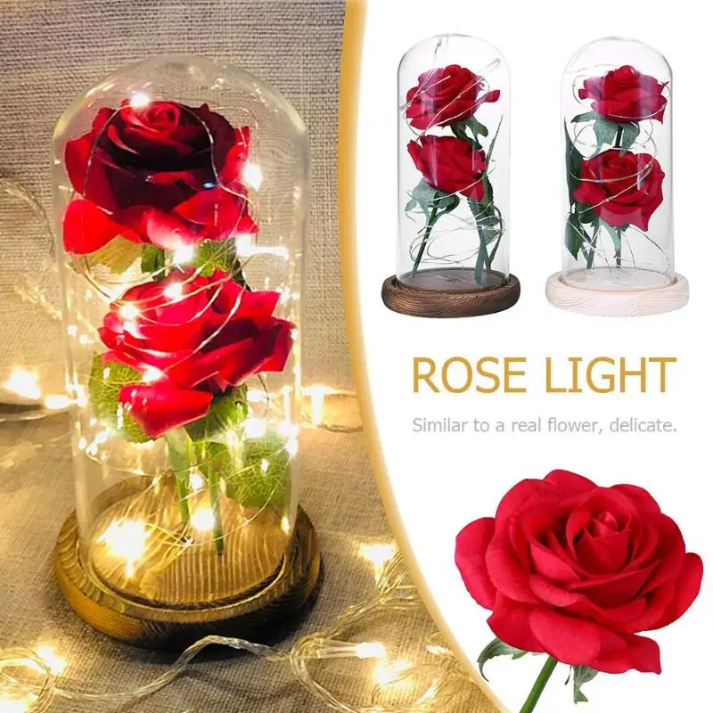 

20LED Red Rose Flower Light Romantic Valentine's Day Gifts for Girlfriend Bedroom Desk Lamp Birthday Wedding Decoration