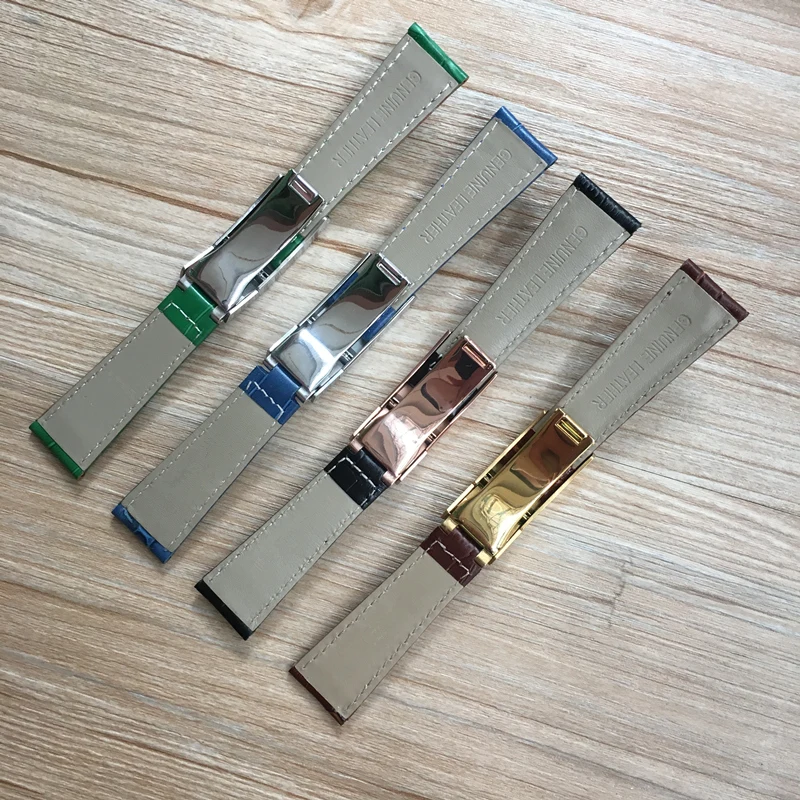 20mm Black Green Brown Blue Crocodile pattern Genuine Leather Watchband For Role Watch Strap Daytona Submariner GMT RX Bracelet