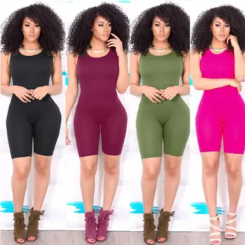 

Sexy Women Casual Sleeveless Bodycon Romper Jumpsuit Club Bodysuit Short Pants Summer Solid Playsuit