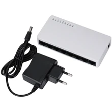 Высокое качество 8 Порты и разъёмы умный коммутатор эфирной сети, интеллигентая(ый) 10 100 Mbps Switch-штепсельная вилка европейского стандарта 100-240V