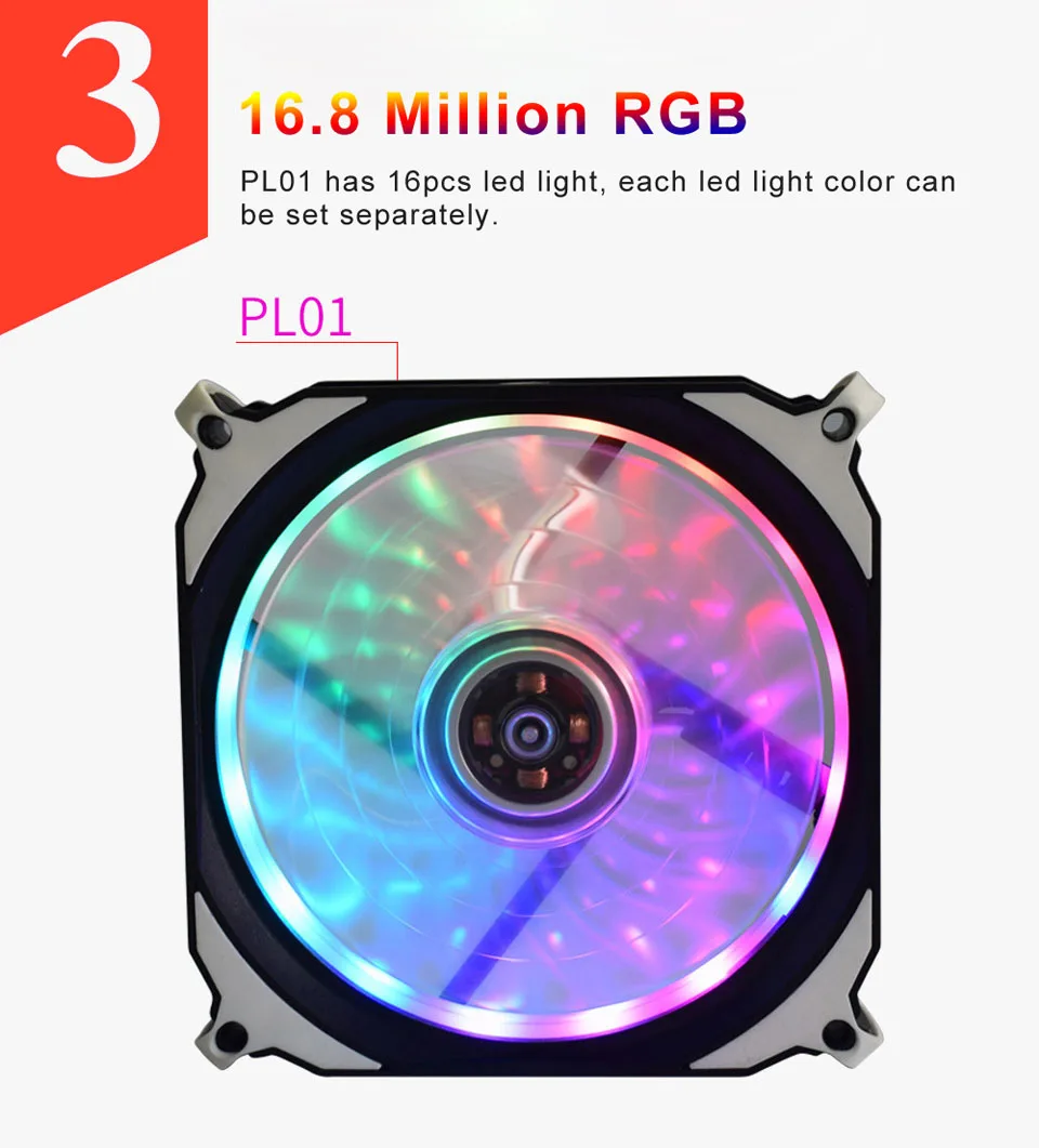 Geek 12 см RGB светодиодный свет чехол для компьютера Вентилятор охлаждения
