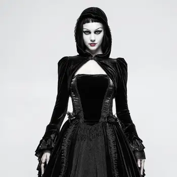

Punk Rave Women's Gothic Hooded Velvet Short Cappa Jackets Y-820