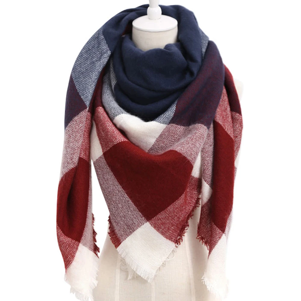 

2019 Winter Women Fashion Triangular Large Soft Scarf Winter Warm Cozy Blanket Stylish Oversized Plaid Shawl Cape Poncho Echarpe