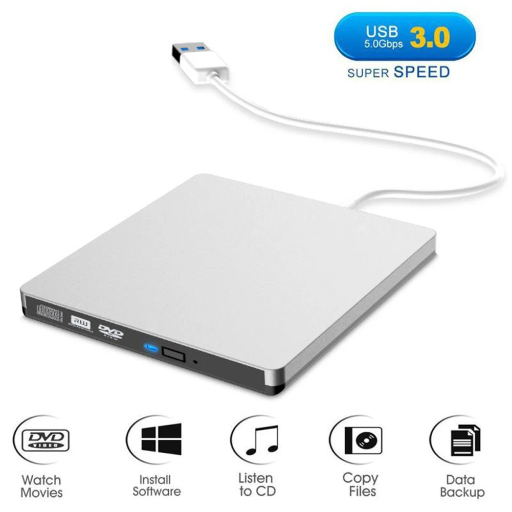 DVD Drive USB 3.0 Optical Player Burner Reader CD-RW Portable External Recorder Burner External CD-RW / DVD-RW Drive#3