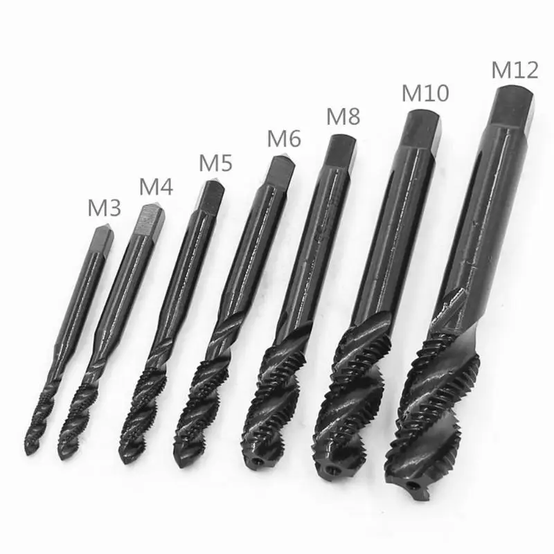 

7pcs Spiral Hand Thread Tap Screw Spiral Point Thread Metric Plug Drill Bits M3 M4 M5 M6 M8 M10 M12 Hand Tools