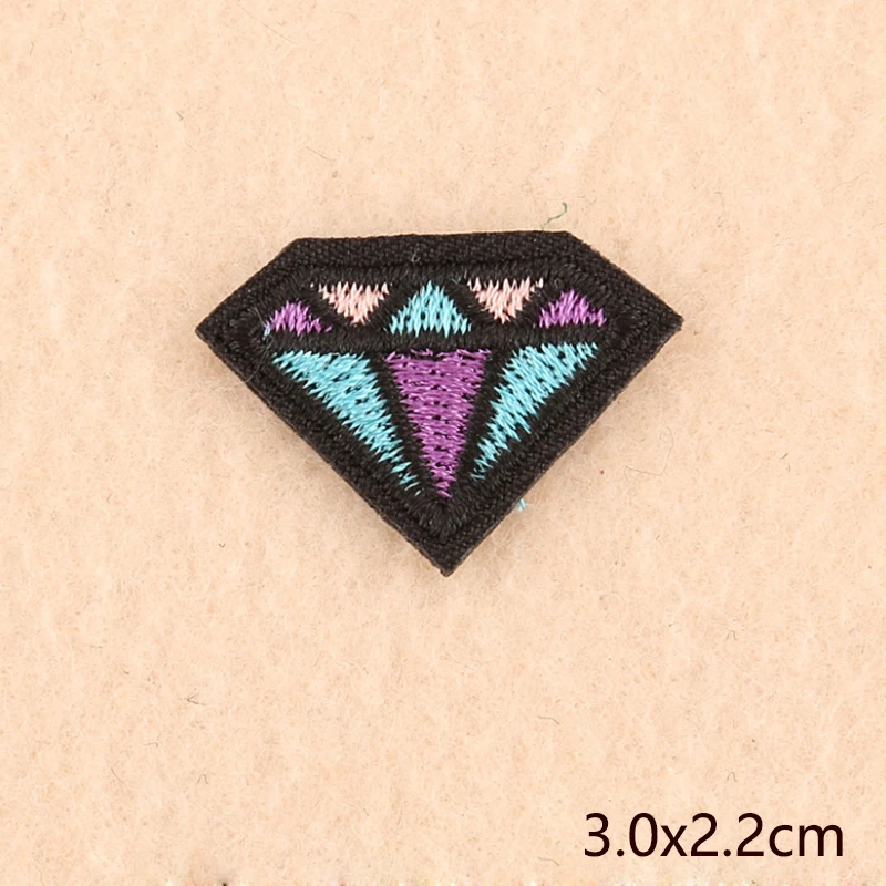 

Diamond shape Embroidered Patches for Clothing DIY Stripes Applique Clothes Stickers Iron on Creative Badges Biker Parches