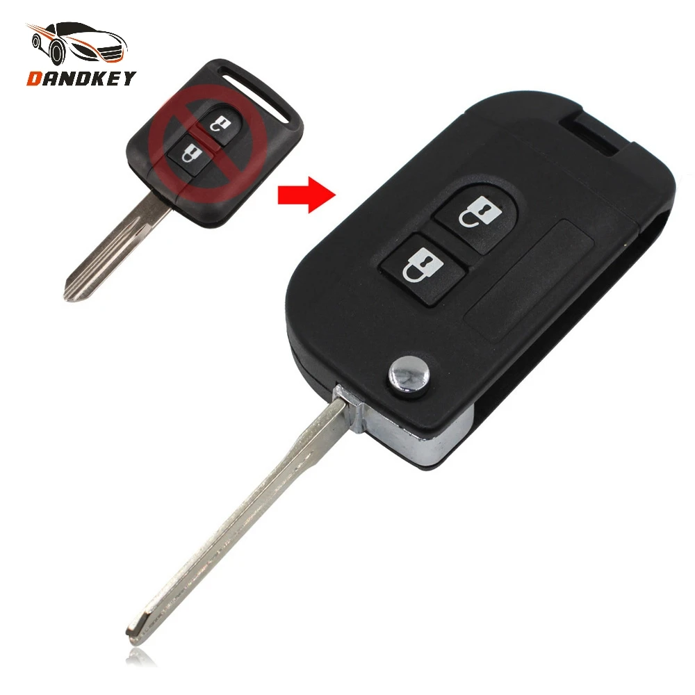 

Dandkey Flip Folding Remote Key Shell Car Case Fob Cover For Qashqai Nissan Micra Navara Almera Note 2 Buttons key shell