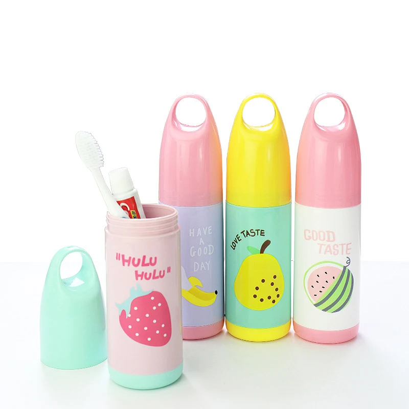 

1PCs/Set Cute Fruit Design Travel Storage Box Travel Wash Cup Set Multifunctional Portable Toothpaste Toothbrush Bathroom Set