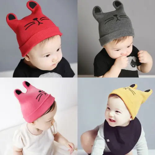 Теплая зимняя детская шапка Девочки Мальчики Младенческая вязаная шапочка