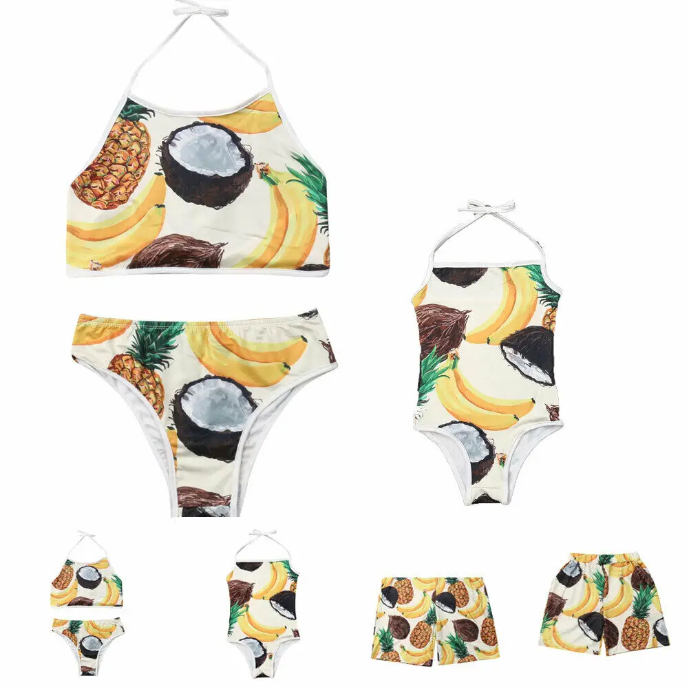 

2019 Newest Hot Summer Family Matching Swimwear Summer Fashion Parent Child Fruit Floral Printed Swimsuit Bikini