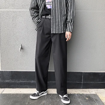 

Spring New Pants Men Solid Color Fashion Straight Business Casual Trousers Man Streetwear Hip Hop Loose Suit Pants Male S-XL
