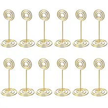 Новое-12 Pack табличка с номером для столика держатели фото держатель подставки место бумага меню зажимы, круглая форма(золото
