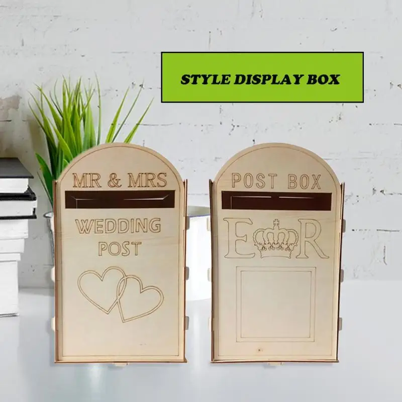 

Hot Mail Style Wedding Card Post Box Wooden Gift Name Card Box with Lock for Party Wedding Mailbox Decoration Supplies