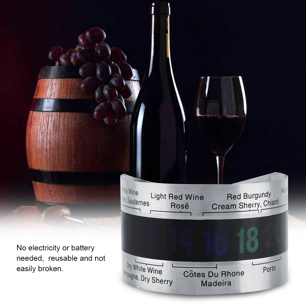 

Stainless Steel Household Electric Bracelet Wine LCD Thermometer Bottle Beer Red Wines Temperature Sensor Bar Tool
