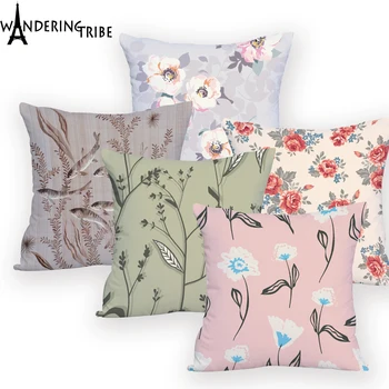 

Flowers Pouf Pillows Colorful on The Decorative Designs Cushions Cover Animal Pillowcase Rectangular for Sofa Dropship